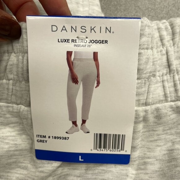 Danskin Luxe Retro Jogger Pants L Grey Rayon Blend Elastic Waist M0241 - Picture 3 of 7